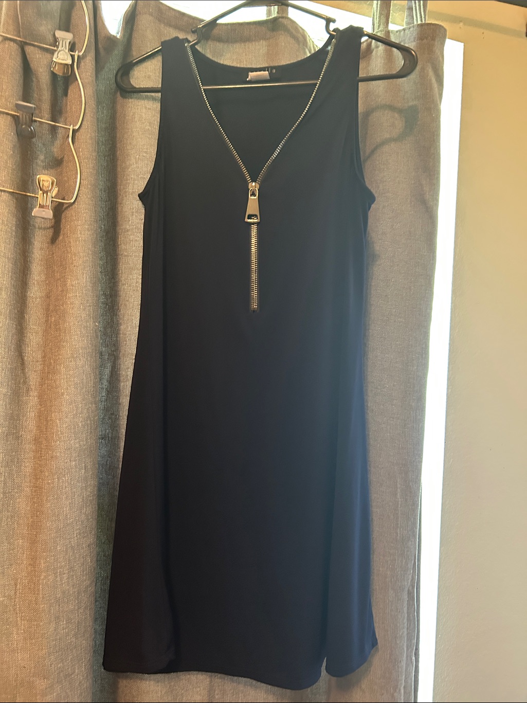 Sleeveless Dark Blue Zipper Sheath Dress